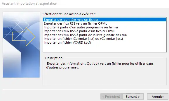 Comment exporter/importer ses données sur Outlook depuis Windows